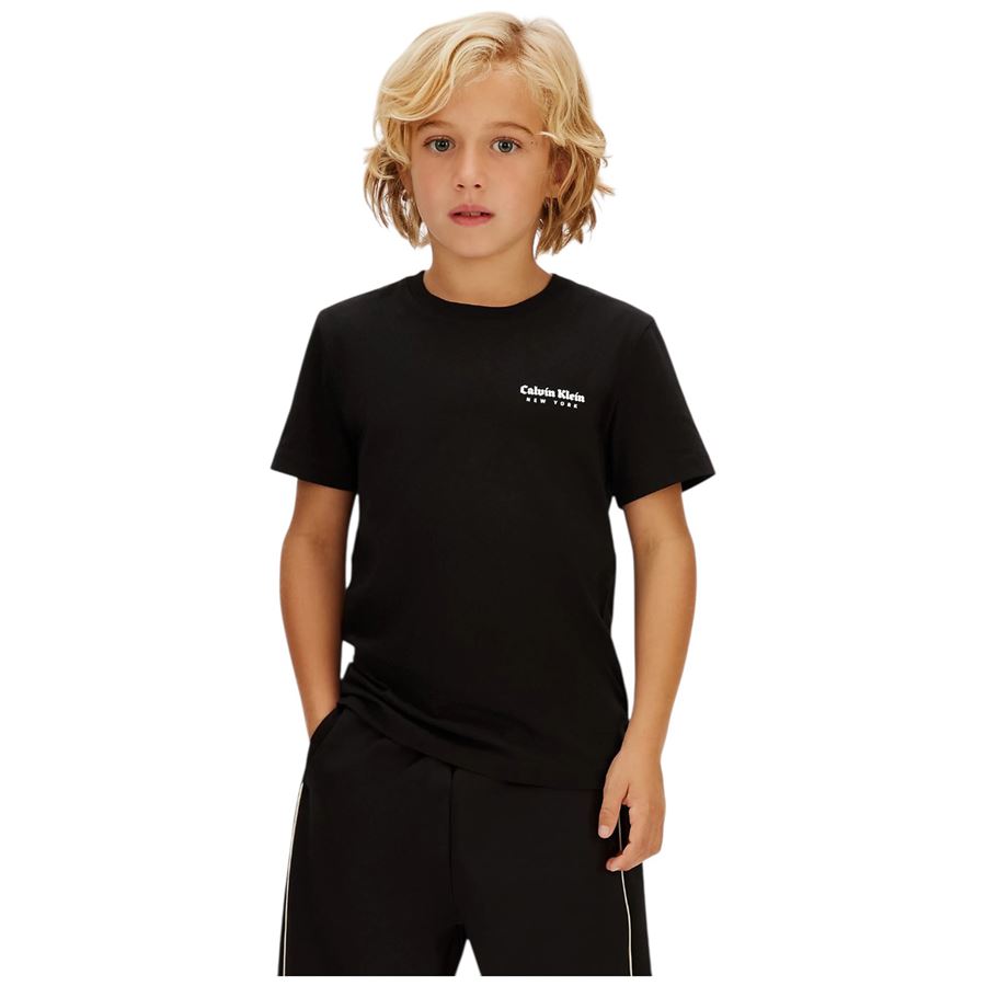 T-shirt manica cortada bambino in jersey di cotone Calvin Klein | CKIB0IB02608BEH